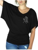 Mini Cheval Strass - T-shirt femme Manches Papillon
