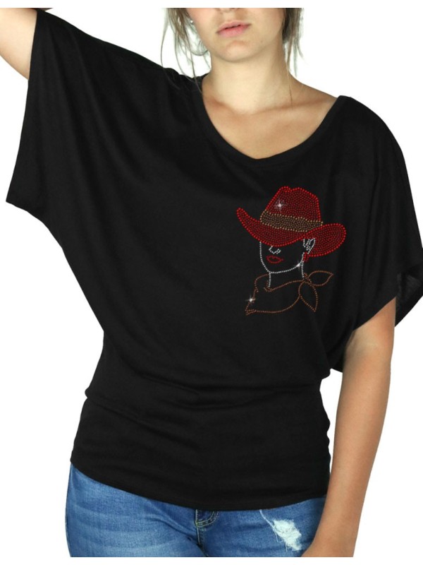 Femme au Chapeau - T-shirt femme Manches Papillon