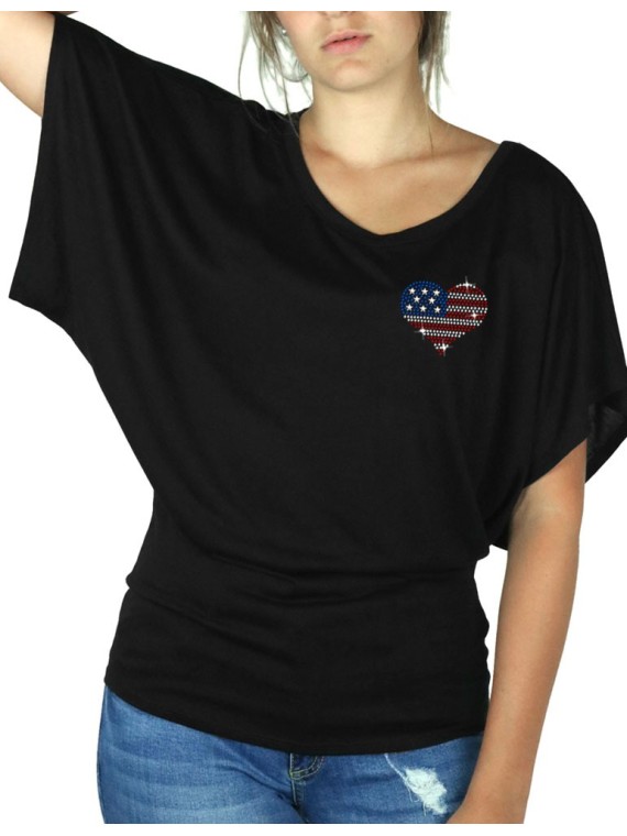 Petit Coeur USA - T-shirt femme Manches Papillon