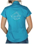 Macaron Country Turquoise - Chemise Femme Manches Courtes