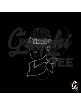 Transfert strass femme chapeau noir