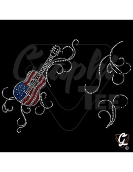 Motif strass guitare usa