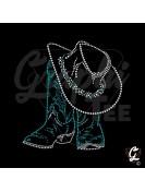 Santiags et chapeau motif strass turquoise