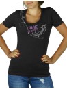 t-shirt motif en strass line dance étoile