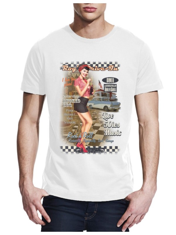 T-shirt homme pin up Roy's drive in
